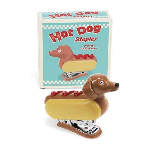 Heftgerät Hot Dog Klammerhefter Dackel ca. 11,6x3,2x8,5 cm inkl. 1000 Heftklammern von Rex London