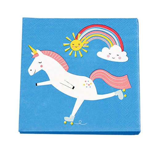 Papierservietten Kinderservietten Servietten mit Einhorn Motiv 20 Stück blau von Rex London