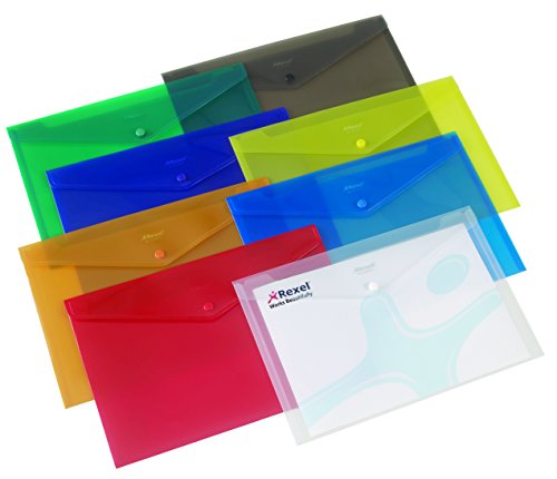 Carry-Folder A4 Druckknopf transparent (farbig sortiert) von Rexel