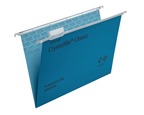 Rexel CrystalFile Classic Hängemappen (Manila-Karton, 15 mm V-Boden, Format Foolscap) 50 Stück blau von Rexel