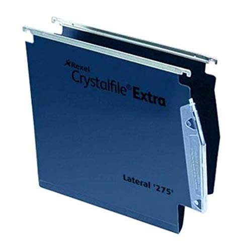 Rexel CrystalFile Extra Hängemappen seitlich (offen Polypropylen, 15 mm V-Boden, 275 mm breit) 25 Stück blau von Rexel