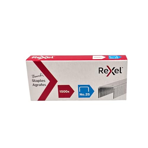 Rexel 5020 Nummer 25, Heftklammern 4 mm, 1500 Stück, silber von Rexel