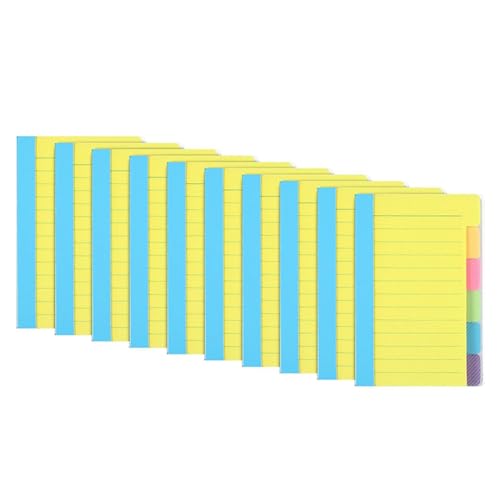 Reykentu 10 gefütterte Haftnotizen, Klebepads, 15,9 x 9,9 cm, für Lernnotizen, Arbeit, Schul- und Bürobedarf von Reykentu