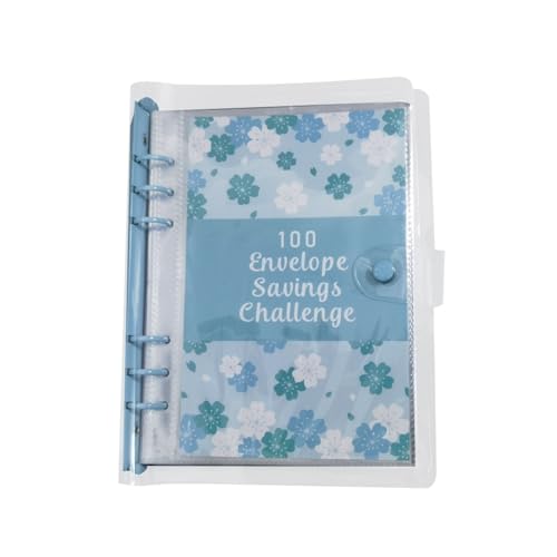 Reykentu Challenge Binder Sparmappe mit 100 Umschlägen für Save 5050 mit Bargeldumschlägen für Haushaltsplanung, Blau von Reykentu