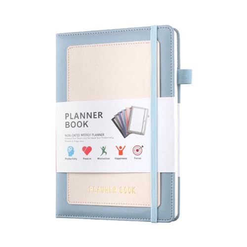 Reykentu Wochenplaner 2024 Notizbuch mit PU-Einband, Medium (A5) Hardcover, 5,9 X 8,4 Blau, Einfach zu Verwenden von Reykentu