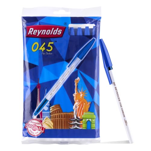 Reynolds 045 – Blau (10 Stück) I Leichter Kugelschreiber mit komfortablem Griff für extra glattes Schreiben I Schul- und Bürobedarf | 0,7 mm Spitzengröße von Reynolds