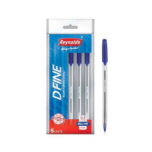 Reynolds D FINE BALLPEN 5 CT – Blau | Leichter Kugelschreiber mit komfortablem Griff für extra glattes Schreiben I Schule und Büro | Stift für BTS von Reynolds