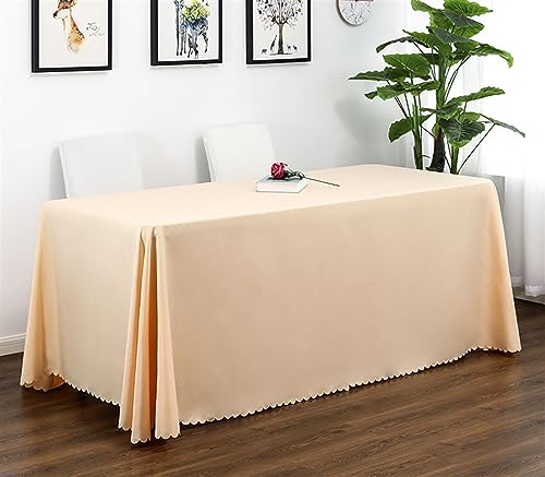 Reyox Tischdecke Polyester Abwaschbar Tischwäsche Fleckschutz Tischtuch für Home Hochzeit Party Dekoration Champagner 180 x 320 cm Rechteckig von Reyox