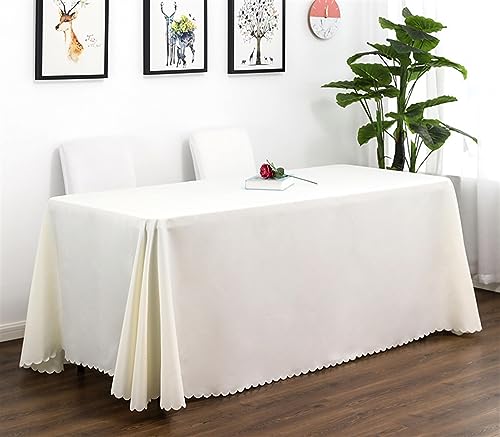 Reyox Tischdecke Polyester Abwaschbar Tischwäsche Fleckschutz Tischtuch für Home Hochzeit Party Dekoration Elfenbein 180 x 320 cm Rechteckig von Reyox