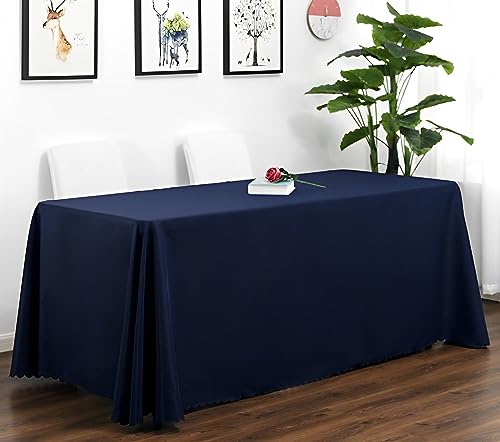 Reyox Tischdecke Polyester Abwaschbar Tischwäsche Fleckschutz Tischtuch für Home Hochzeit Party Dekoration Navy Blau 180 x 260 cm Rechteckig von Reyox