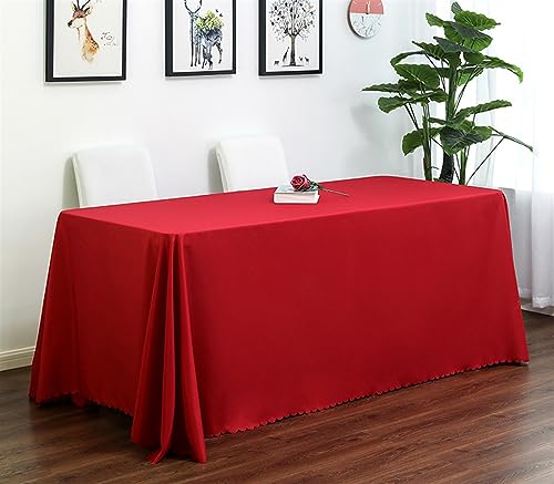 Reyox Tischdecke Polyester Abwaschbar Tischwäsche Fleckschutz Tischtuch für Home Hochzeit Party Dekoration Rot 200 x 300 cm Rechteckig von Reyox