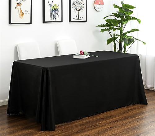 Reyox Tischdecke Polyester Abwaschbar Tischwäsche Fleckschutz Tischtuch für Home Hochzeit Party Dekoration Schwarz 200 x 280 cm Rechteckig von Reyox