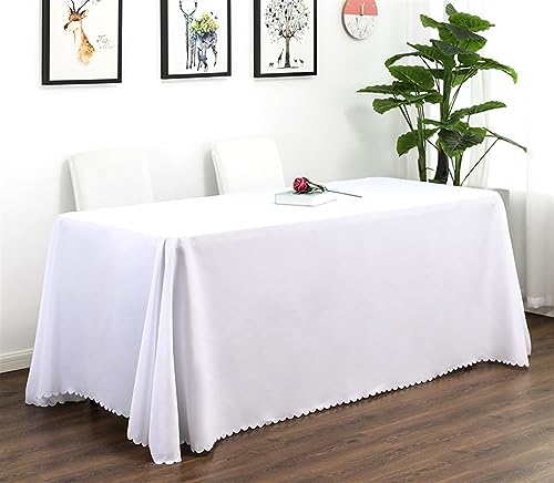 Reyox Tischdecke Polyester Abwaschbar Tischwäsche Fleckschutz Tischtuch für Home Hochzeit Party Dekoration Weiß 180 x 320 cm Rechteckig von Reyox