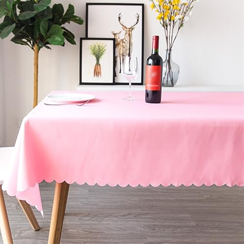 Reyox Tischdecke Polyester Tischwäsche Fleckschutz Abwaschbar Tischtuch für Home Hochzeit Party Dekoration Rosa 180 x 260 cm Rechteckig von Reyox