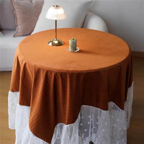 Reyox Tischdecke Spitzen Rüsche, Abwaschbar Tischtuch für Wohnzimmer, Esszimmer, Balkon, Garten Orange 138 x 240 cm Rechteckig von Reyox