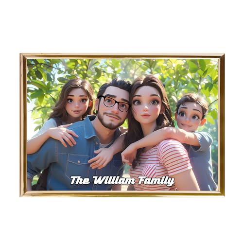 Personalisierte 3D Cartoon Stil Foto Holz Fotorahmen Zeichen, benutzerdefinierte Familie Foto 3D Cartoon Portrait Geschenk Karikatur Bilderrahmen, Hochzeitstag Weihnachtspaar Geschenk für ih (style13) von Reyrijf