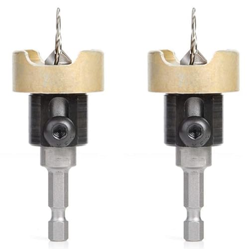 Rfeeuubft 2X Holzbearbeitungs-Senkbohrer mit Hartmetallbestückter, Einstellbarer Tiefe, No-Thrust-Kugellager für 3/8X3/32 X1/4 -Bit Rfeeuubft 2X Holzbearbeitungs-Senkbohrer mit Hartmetallbestückter, Einstellbarer Tiefe, No-Thrust-Kugellager für 3/8X3/32 X1/4 -Bit von Rfeeuubft