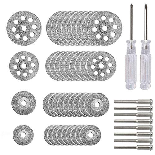 Rfeeuubft 40-teiliges Schneidrad-Set mit 8-teiligem Dorn und Kreuzschlitzschraubendreher, 2-teilig, für Schneidsteine von Rotationswerkzeugen, Glas von Rfeeuubft