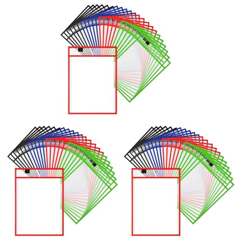Rfeeuubft 84-Teiliger Arbeitsnotizenhalter, Wiederverwendbarer Notizhalter, Tasche Aus Kunststoff, Trocken Abwischbare HüLle für Lehrer, BüRo, Organisation E von Rfeeuubft