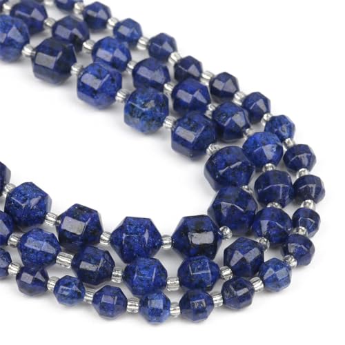 Natursteine, facettierte Lapisli-Perlen, rund, lose Abstandshalter-Perlen für Schmuckherstellung, DIY, handgefertigtes Armband, 38,1 cm, 15,1 cm, 15,2 cm, 8,1 cm, 10 mm, 10 x 9 mm, ca. 30 Stück von Rfmfkkg