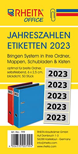 Rheita 799 Jahreszahlenetiketten "2023", 50 Stück, schwarze Jahreszahl "2023" auf silber-grauen Grund, im Headerbeutel von Rheita