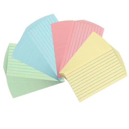 Rheross 300 Blatt Farbige Karteikarten, 7,6 X 12,7 Cm, Linierte Notizkarten, Farbige Karteikarten zum Lernen, Notizen Machen, Aufgabenliste, Langlebig von Rheross