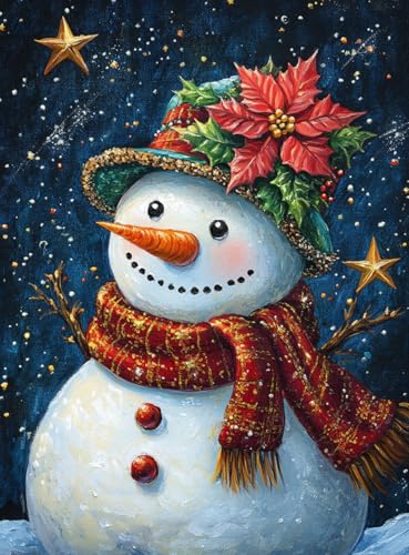 Rheskbecy Christmas Diamond Painting Schneemann,DIY 5D diamond painting weihnachten bilder Schneemann,Diamant Painting Bilder Malerei Full Mosaikherstellung für Home Wand Décor Geschenke 30x40cm von Rheskbecy