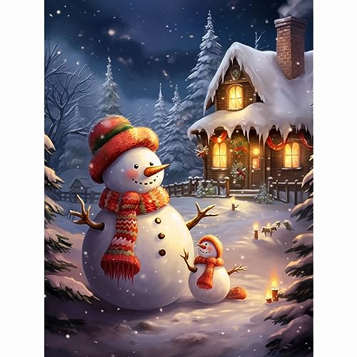 Rheskbecy Christmas Diamond Painting Set für Erwachsene,DIY 5D diamond painting weihnachten bilder Schneemann,Diamond Painting für Kinder,Home Wall Decor 30x40cm von Rheskbecy