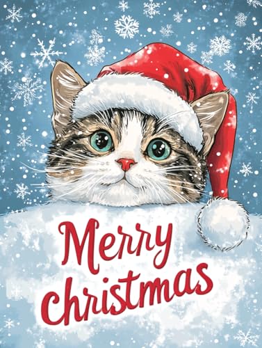 Rheskbecy Christmas Diamond Painting katze,DIY 5D diamant painting weihnachten bilder katze, Malerei Full Mosaikherstellung für Home Wand Décor Geschenke 30x40cm von Rheskbecy