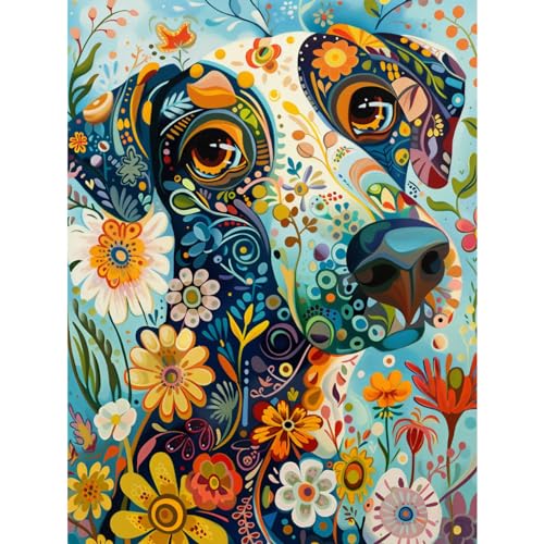 Rheskbecy DIY Diamond Painting Hund Bilder, Stitch Diamond Art Painting Set Erwachsene, Embroidery Pictures Arts Crafts for Beginner,Geschenke for Wall Decoration, 30 x 40 cm von Rheskbecy