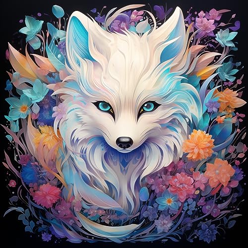 Rheskbecy Diamond Painting Set für Erwachsene,DIY 5D Diamant Painting Polarfuchs, Diamond Painting für Kinder,Home Wall Decor 30x30cm von Rheskbecy