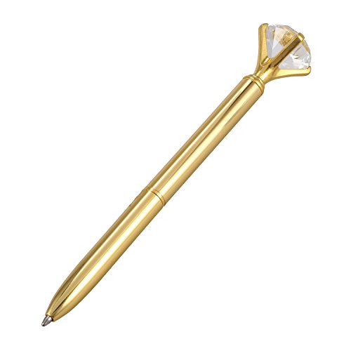 Rhghfujhgy Kawaii Kugelschreiber Kugelschreiber mit grossen Diamant schwarz Nachfuellstift Mode Schule Buerobedarf,golden von Rhghfujhgy