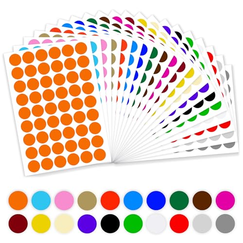 Rhimooay 2160 Stück Klebepunkte Bunt, 20 Farben Bunte Klebepunkte, 20mm Runde Punktaufkleber Klebepunkte Etiketten Markierungspunkte, Rund Aufkleber für DIY, Kalende, Aufbewahrung, Planer von Rhimooay