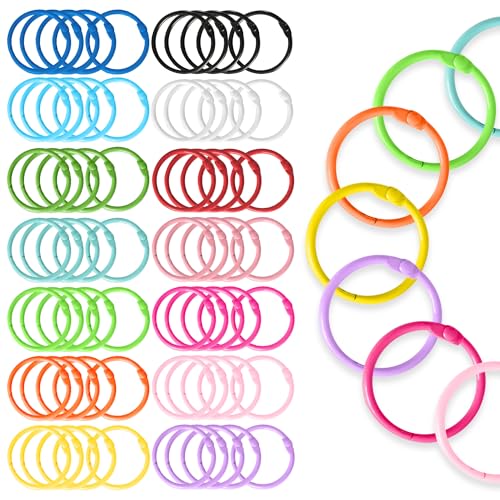 Rhimooay 70 Stück Buchringe, 30mm Karteikarten Ring Metall buchbinderinge, Mehrfarben Bunte loseblatt buchring aus Metall, Für Scrapbooking, Fotoalben, Memoablage, Schlüsselanhänger von Rhimooay