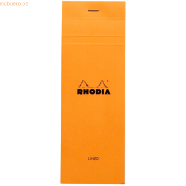10 x Rhodia Notizblock Rhodia Nr. 8 7,4x21cm liniert 80 Blatt orange von Rhodia