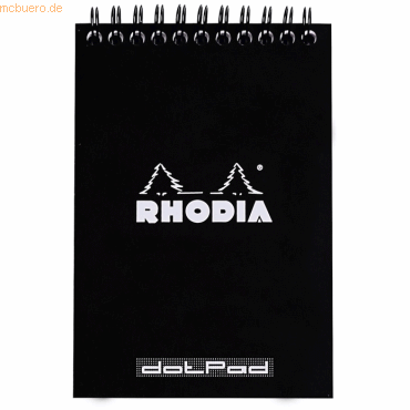 Rhodia Spiralnotizblock A6 80 Blatt 80g Dot Lineatur schwarz von Rhodia