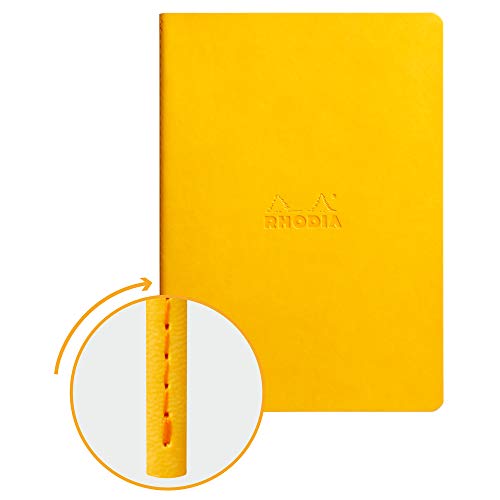 Rhodia 116466C Rhodiarama Notizbuch (ideal für Ihre Notizen, DIN A5, 64,8 x 26 cm, 32 Blatt, dot, Premium Velinpapier 80g, elfenbein) 1 Stück, gelb von Rhodia