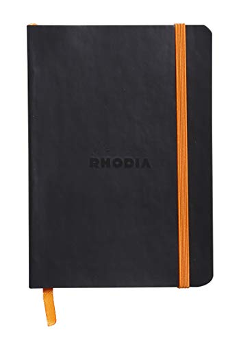 Rhodia 117352C Rhodiarama Notizheft (mit weichem Umschlag, dot grid, 72 Blatt, 90 g elfenbeinfarbenes Papier, DIN A6, 10,5 x 14,8 cm, Lesezeichen, Innentasche) 1 Stück schwarz von Rhodia