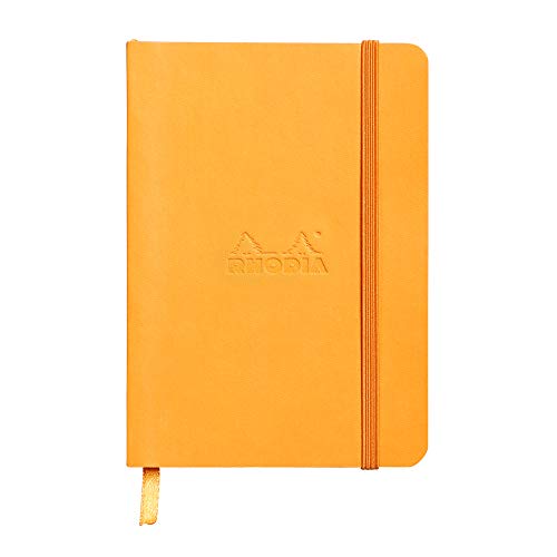 Rhodia 117365C Notizheft Rhodiarama mit weichem Umschlag, dot grid, 72 Blatt, 90 g elfenbeinfarbenes Papier, A6 105 x 148 mm, Lesezeichen, Innentasche,1 Stück,orange von Rhodia