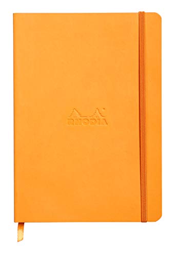 Rhodia 117465C Notizheft Rhodiarama mit weichem Umschlag, dot grid, 80 Blatt, 90 g elfenbeinfarbenes Papier, A5 148 x 210 mm, Lesezeichen, Innentasche,1 Stück,orange von Rhodia