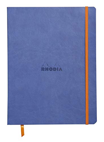 Rhodia 117558C Notizheft Rhodiarama mit weichem Umschlag, dot grid, 80 Blatt, 90 g elfenbeinfarbenes Papier, 190 x 250 mm, Lesezeichen, Innentasche,1 Stück,saphirblau von Rhodia