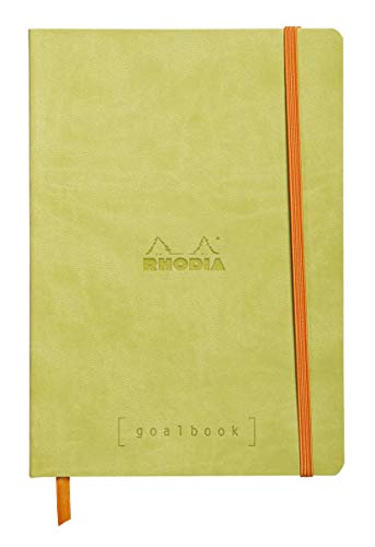 Rhodia 117746C Notizheft Goalbook (DIN A5, 14,8 x 21 cm, Dot, praktisch und trendige, mit weichem Deckel, 90g, elfenbeinfarbigem Papier, 120 Blatt, Gummizug, Lesezeichen) 1 Stück, Anisgrün von Rhodia