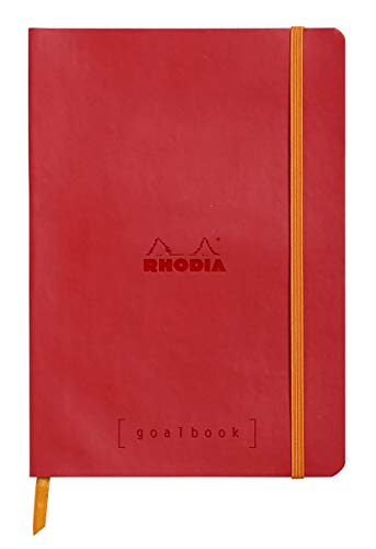 Rhodia 117753C Notizheft Goalbook (DIN A5, 14,8 x 21 cm, Dot, praktisch und trendige, mit weichem Deckel, 90g, elfenbeinfarbigem Papier, 120 Blatt, Gummizug, Lesezeichen) 1 Stück, Mohnrot von Rhodia