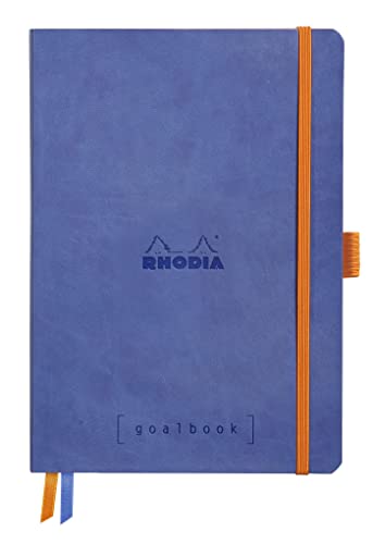 Rhodia 117768C Notizheft Goalbook (DIN A5, 14,8 x 21 cm, kariert, praktisch und trendige, mit weichem Deckel, 90g, elfenbeinfarbigem Papier, 120 Blatt, Gummizug, Lesezeichen) 1 Stück, Zaphirblau von Rhodia