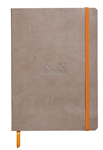 Rhodia 117818C – Rhodiarama weiches Notizbuch, Taupe, A5, 160 Seiten, 5/5 elfenbeinfarbenes Papier, 90 g, Gummibandverschluss von Rhodia