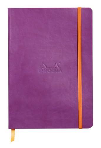 Rhodia 117819C – Rhodiarama weiches Notizbuch, A5, 160 Seiten, 5/5 elfenbeinfarbenes Papier, 90 g, Gummibandverschluss, Violett von Rhodia