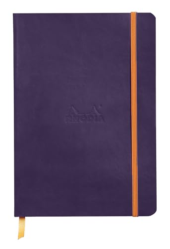 Rhodia 117823C – Rhodiarama weiches Notizbuch, Aubergine, A5, 160 Seiten, liniert, elfenbeinfarbenes Papier, 90 g, Gummibandverschluss von Rhodia