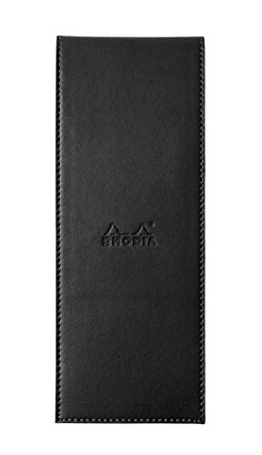 Rhodia 118099C Notizblock N°8 (mit Schutzhülle ePURE mit Kunstleder, in Format 8,4 cm x 22 cm, Premium Velinpapier 80g, elfenbein, kariert) 1 Set, schwarz von Rhodia