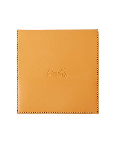 Rhodia 118148C quadratisch Notizblock (mit Schutzhülle Kunstleder, 16 cm x 16 cm, Premium Velinpapier 80g, elfenbein, 80 Blatt, kariert) 1 Set, orange von Rhodia