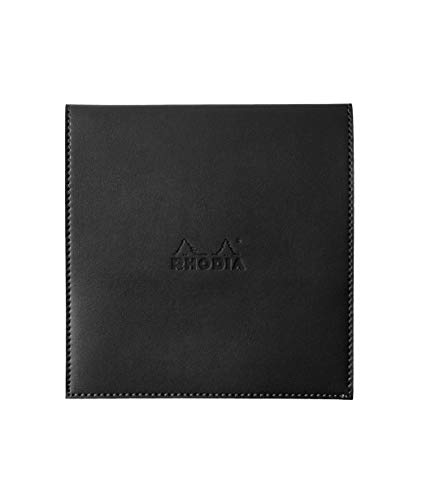 Rhodia 118149C quadratisch Notizblock (mit Schutzhülle Kunstleder, 16 cm x 16 cm, Premium Velinpapier 80g, elfenbein, 80 Blatt, kariert) 1 Set, schwarz von Rhodia